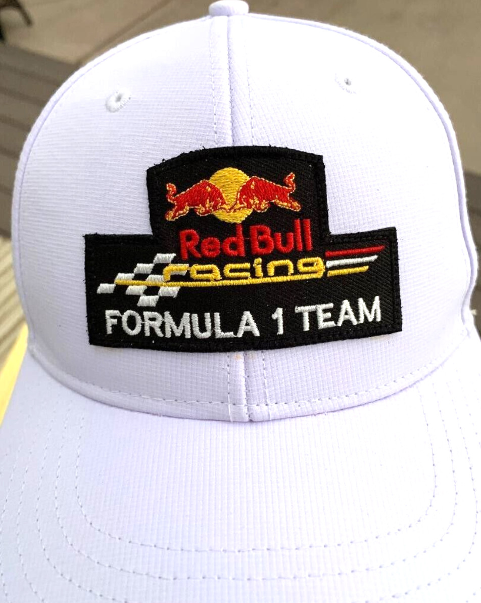 Formula 1 Team White Performance Cap. Black stitched patch. Handmade.