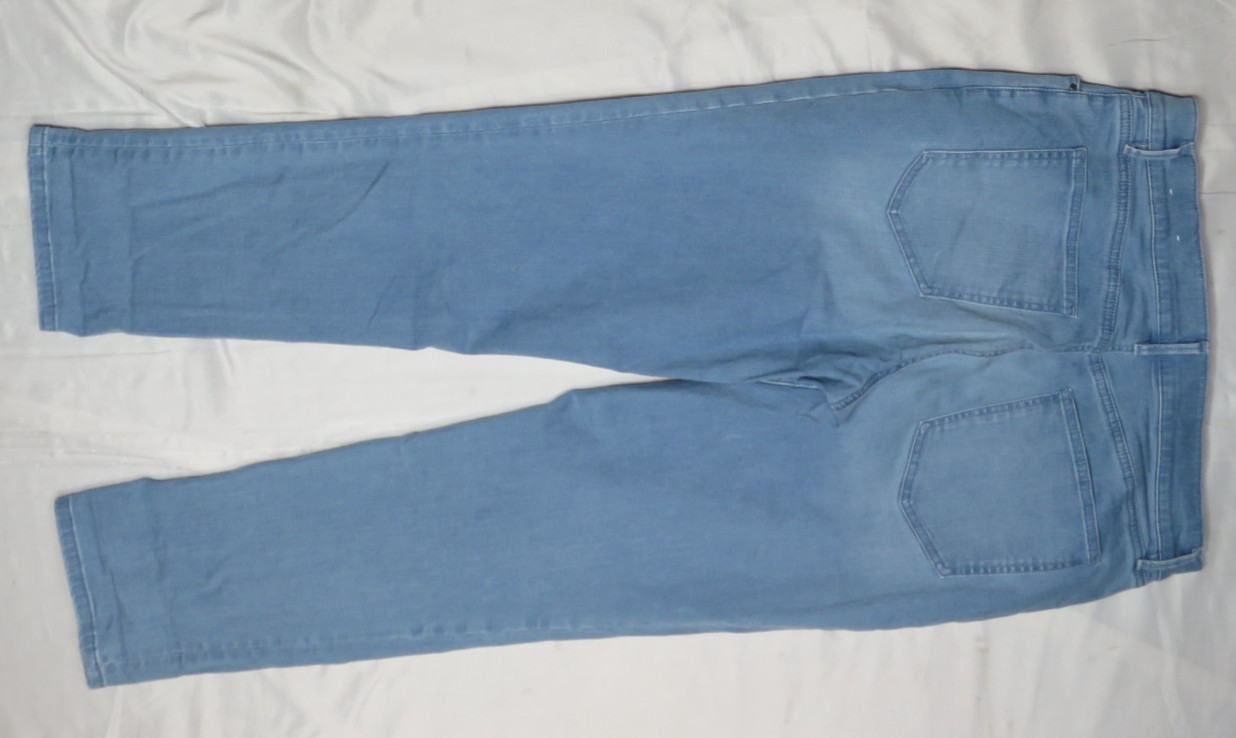 ANN TAYLOR FACTORY WOMENS 12 BLUE JEAN MOM RELAXED TAPER STRETCH DENIM DUNGAREE