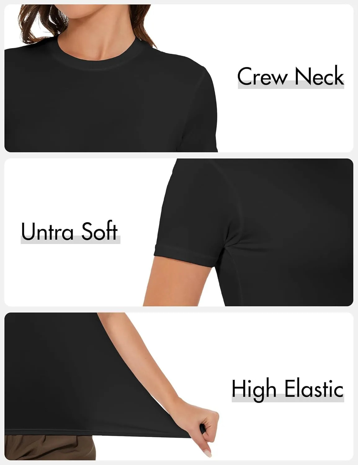 Kinglaman Women Short Sleeve Crew Neck Slim Fit Basic T Shirt 5 Pack Casual Top