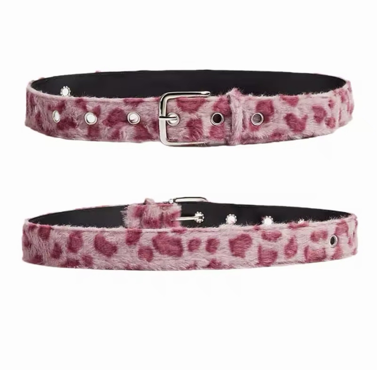 Pink Plush Women’s Fluffy Cheetah Belt Small Size Fit For Any Occasion