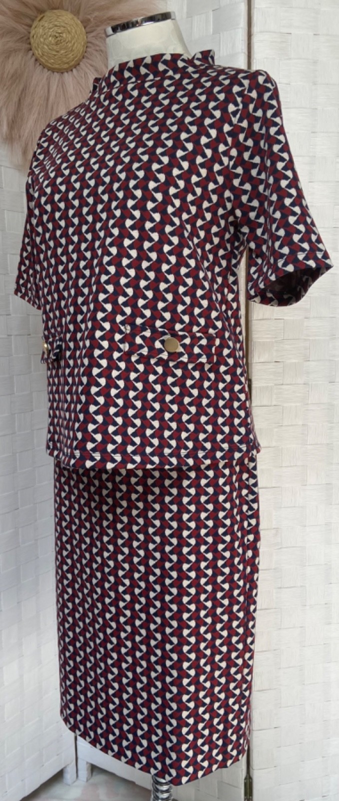 Ann Taylor Factory 2 Piece Geometric Outfit Pocket Top & Skirt Size 6 S FXG