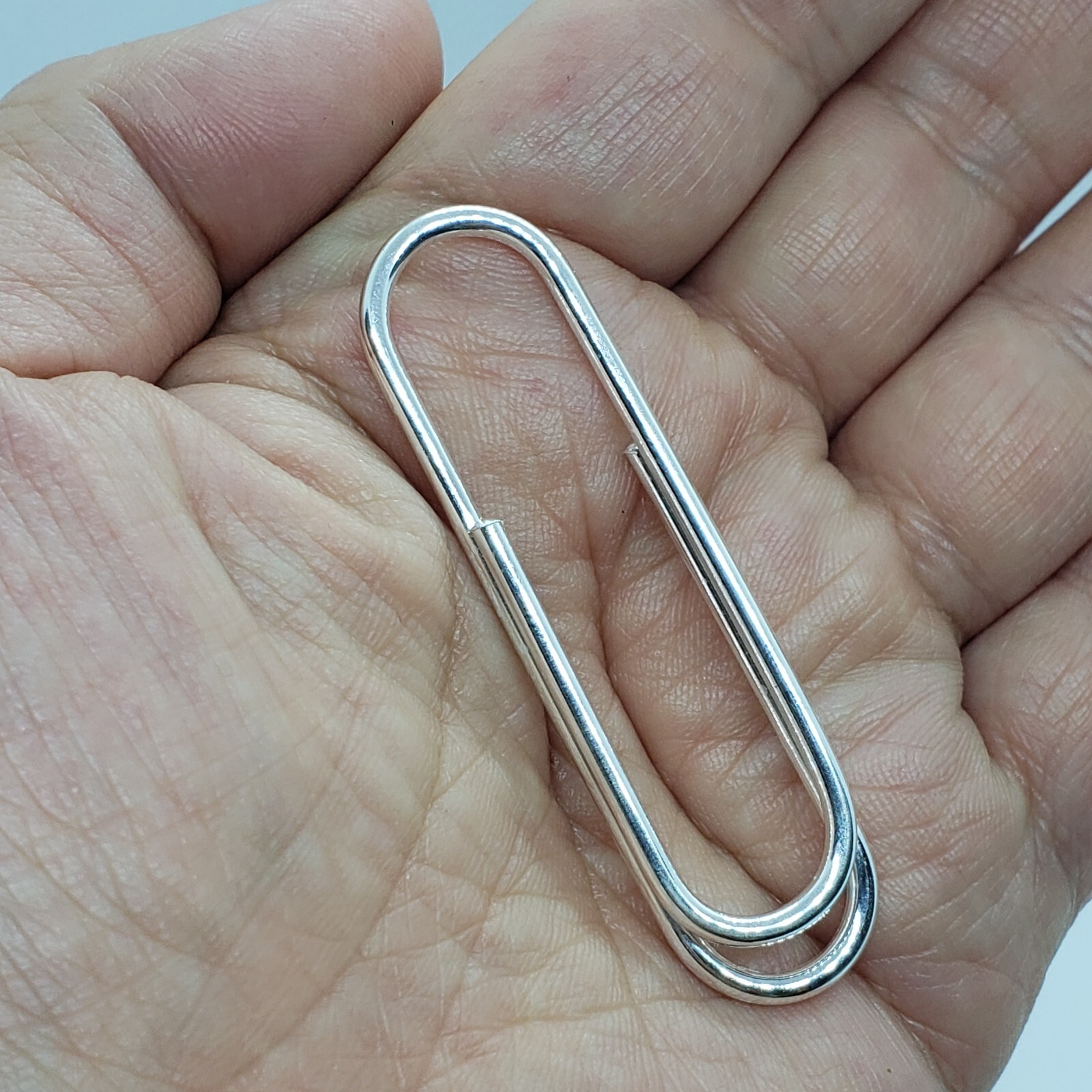 925 Sterling Silver Large Paper Clip Money Clip Made in Italy 2 3/8 x 5/8 inch