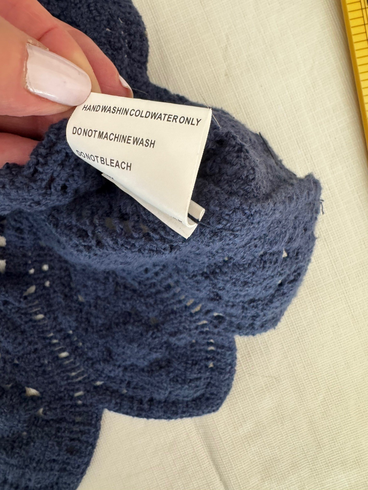 Solitaire Crochet Top Women’s Size X-Small Blue Cropped Oversized Boho Y2K EUC
