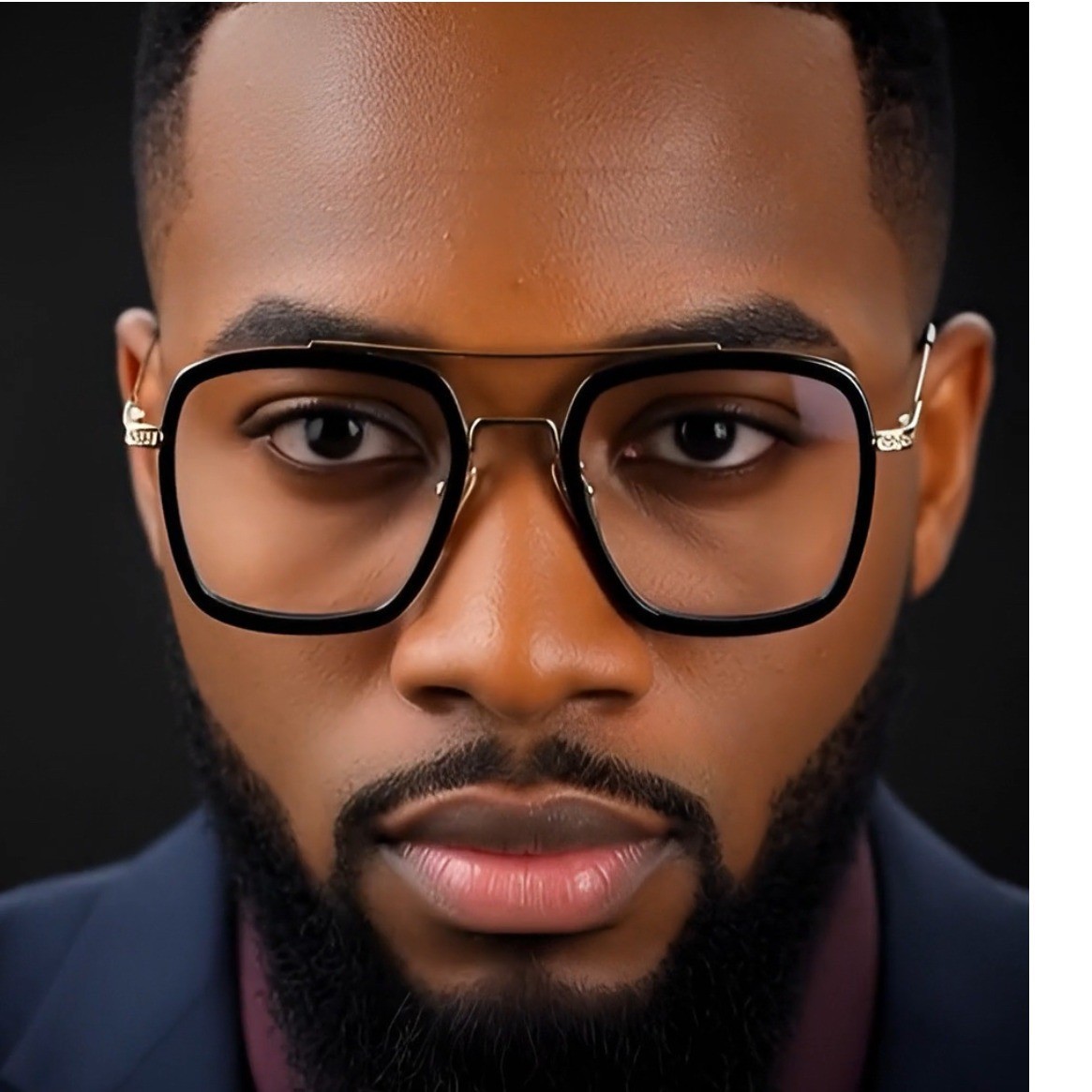 Square Glasses Men’s Black Gold Frame Clear Lens Eyeglasses Retro Style Trendy