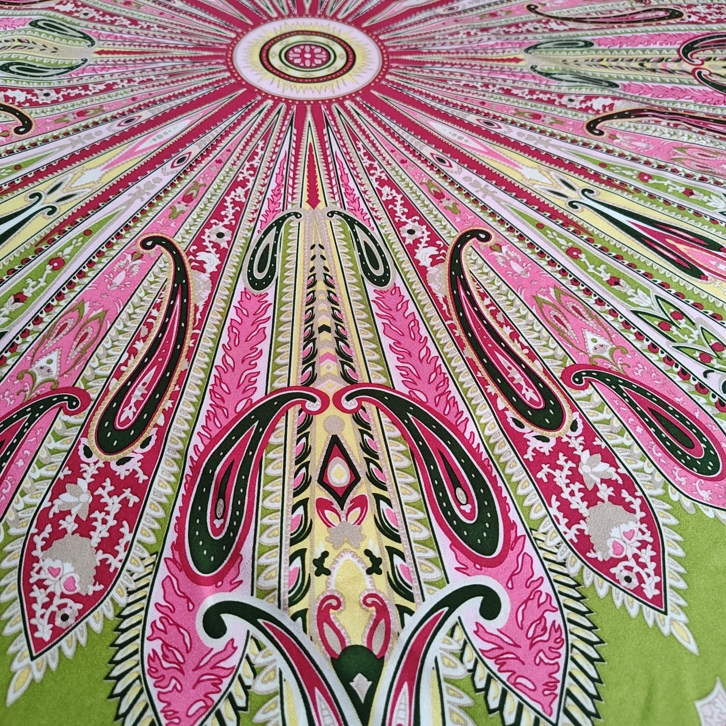 Vintage Talbots Silk Scarf- Paisley Sunburst Carnival ~35in square Ex.Cond.
