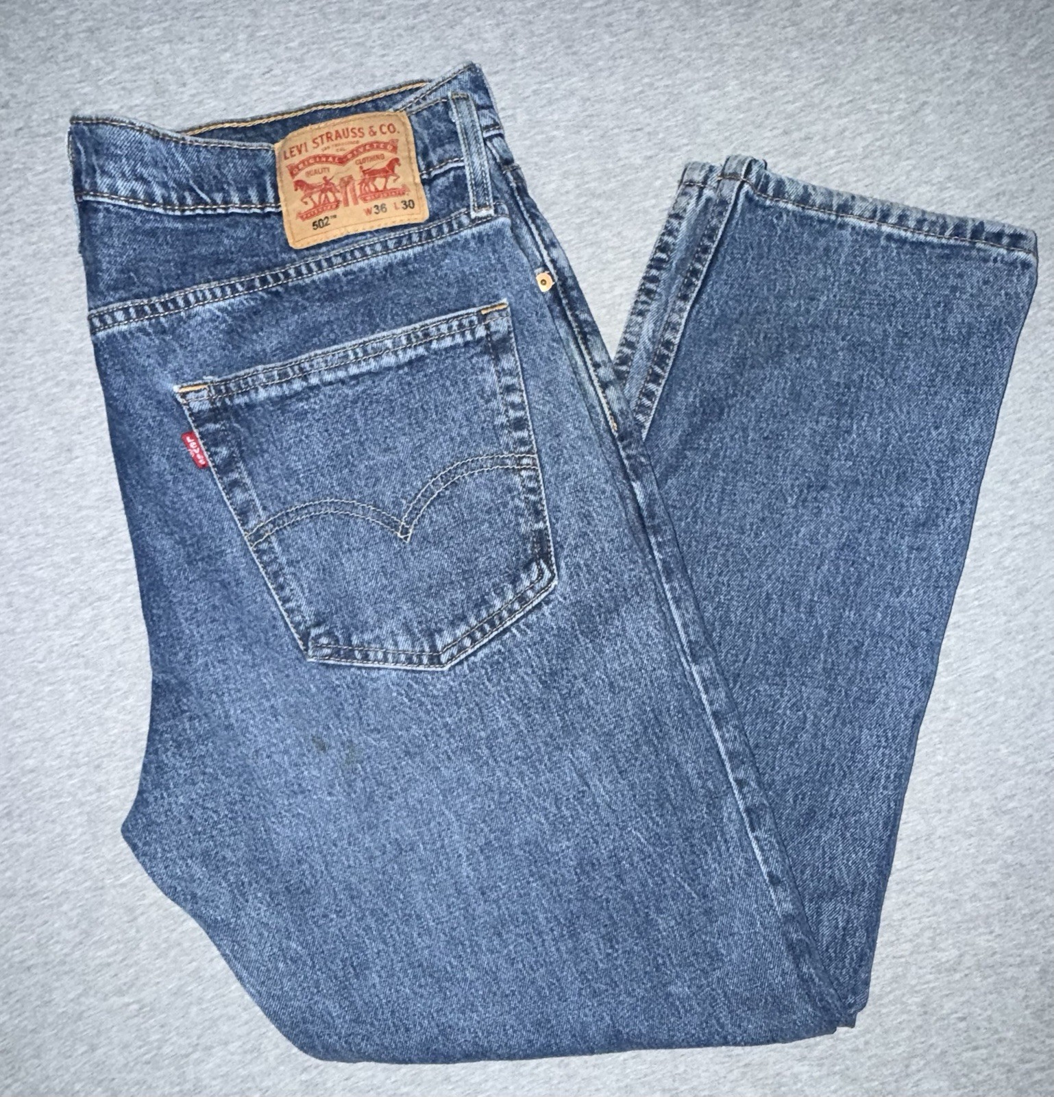 Levi’s 502 Men’s Jeans 36×30 Regular Fit Tapered Leg Stretch Blue Medium Wash