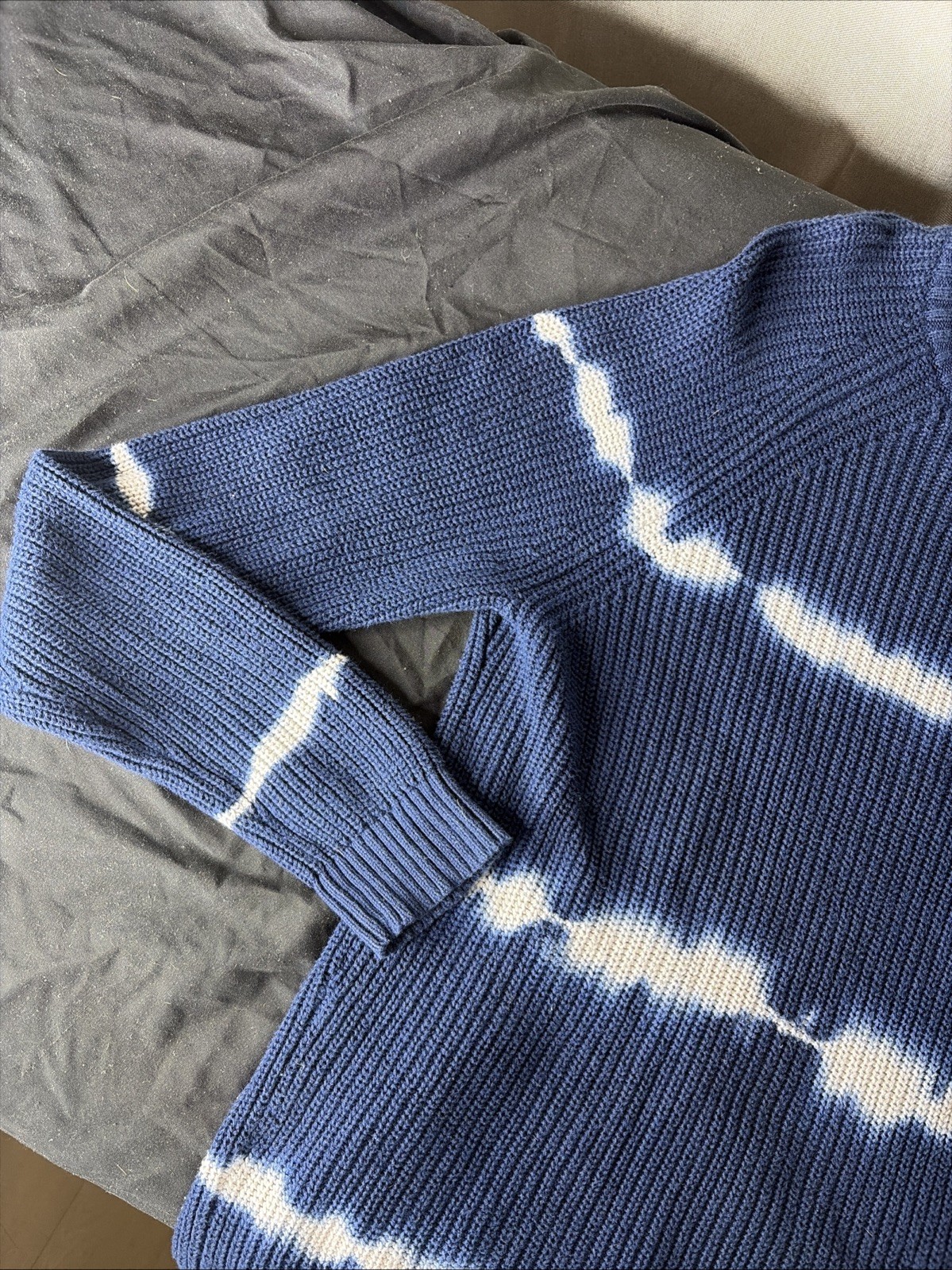 Vintage Y2K American Eagle Sweater Men Medium Blue White Colorblock Knit