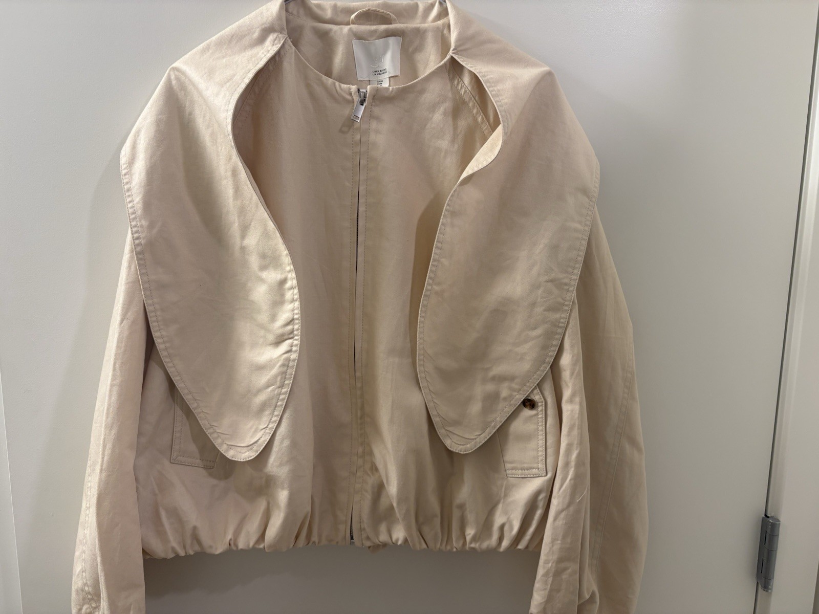 🤍 H&M Linen Blend Cropped Jacket – Size Medium – NWT
