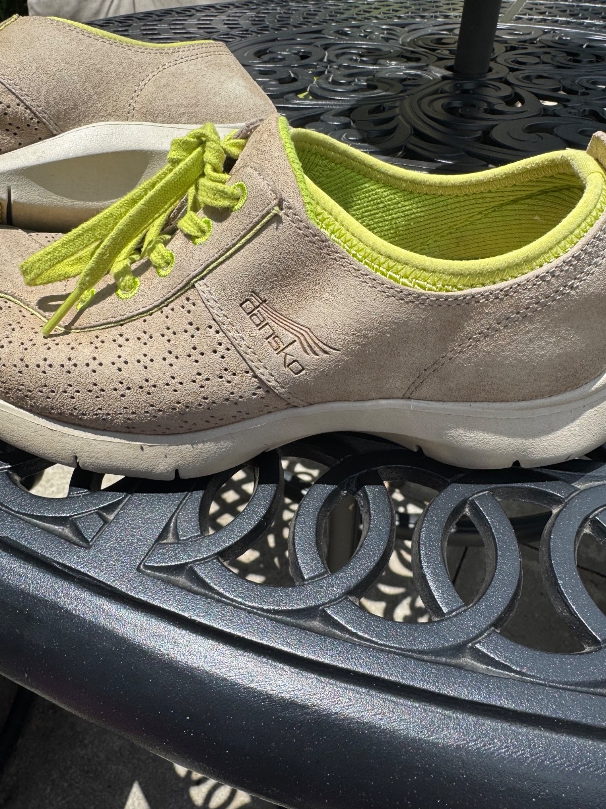 Dansko Elise Women’s Sneakers Tan Suede Green Walking Casual Comfort Shoes