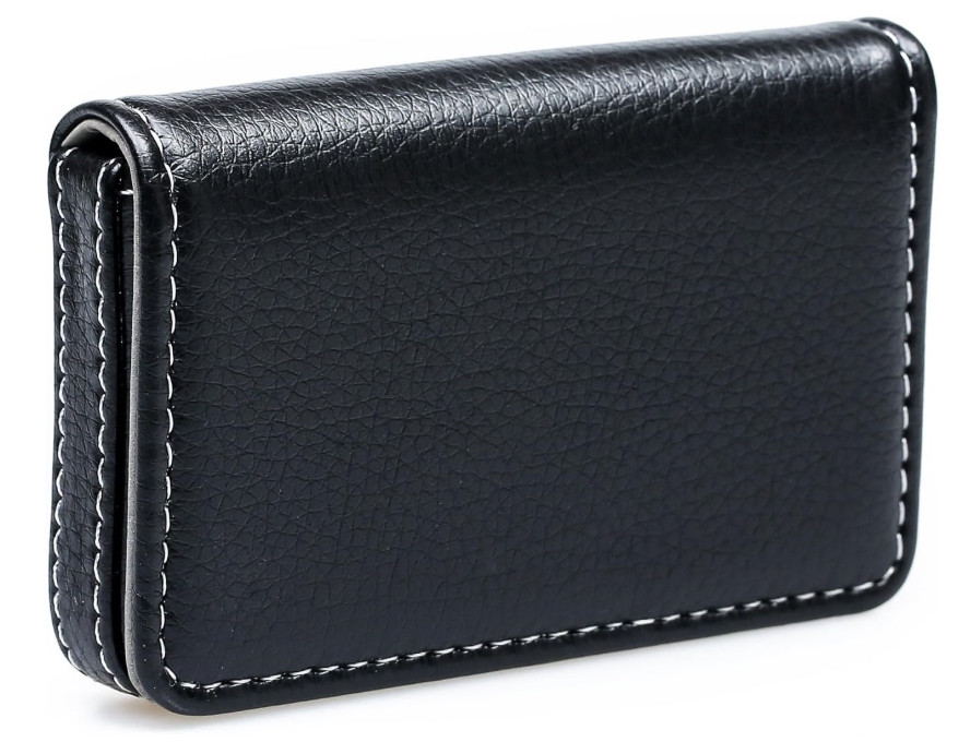 RFID Blocking Wallet – Minimalist Leather Business Credit Card Holder – Black