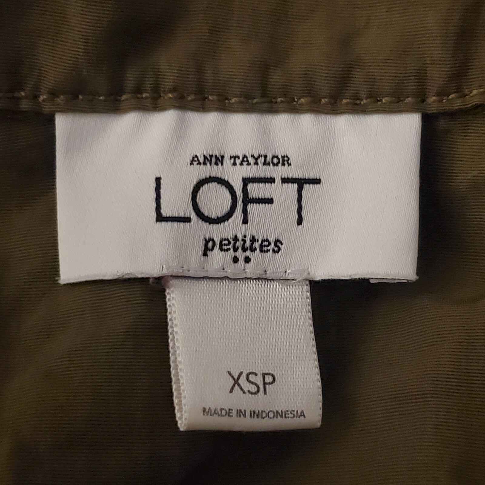 LOFT Bomber Jacket Coat Olive Green Army Ruffle Cinched Adjustable Wasit