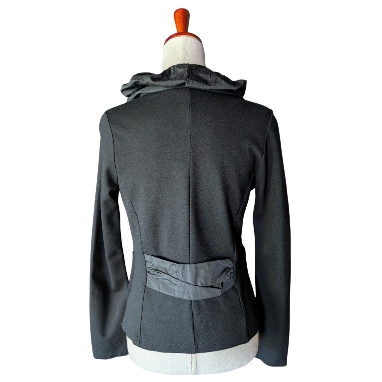 KEEPS Made in Italy Black Wool Blend Rosette Ruffle Collar Blazer Jacket Medium