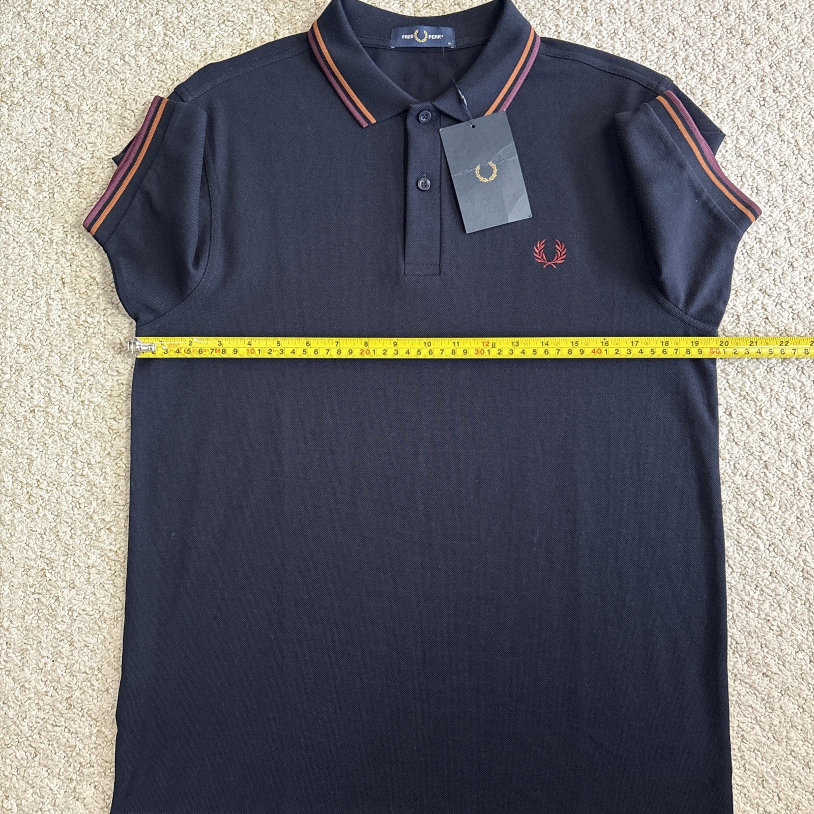 Fred Perry M3600 Mens Medium Twin Tipped Polo Shirt Navy Blue Mod Ska BNWT