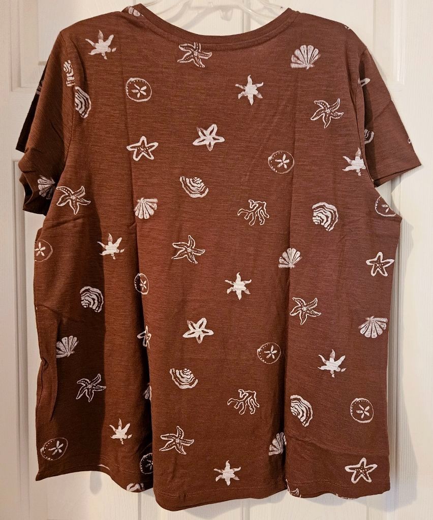 Sonoma Women’s The Everyday Tee Shirt~ Sz XL ~Brown Seashells ~NWT