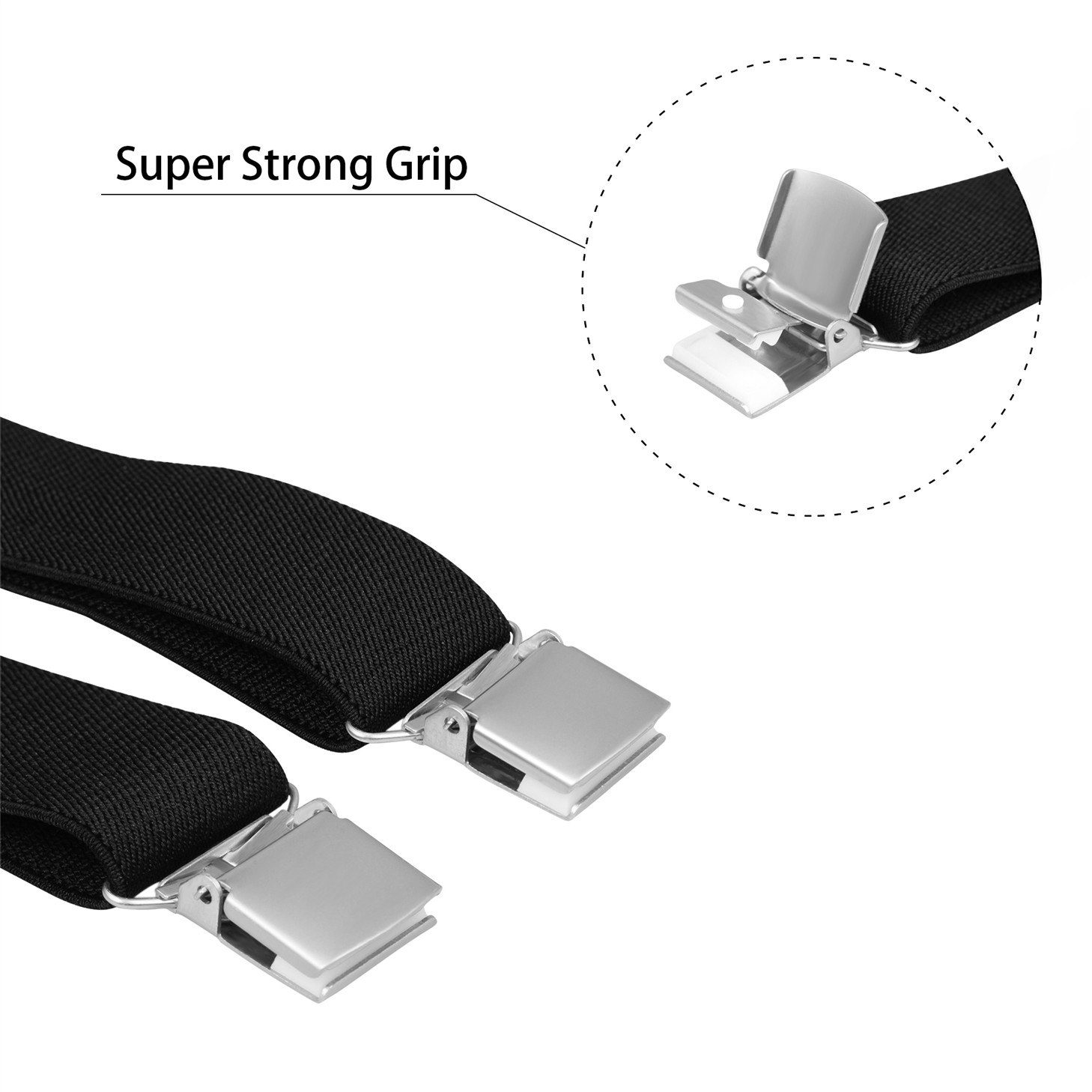 Buyless Fashion Suspenders for Men 48″ Elastic Adjustable Straps 1 1/4″ X Back