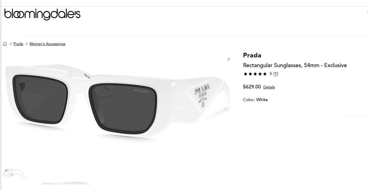 Prada Sunglasses Polished White Silver Logo SPR 11Z 461-5S0 with Case
