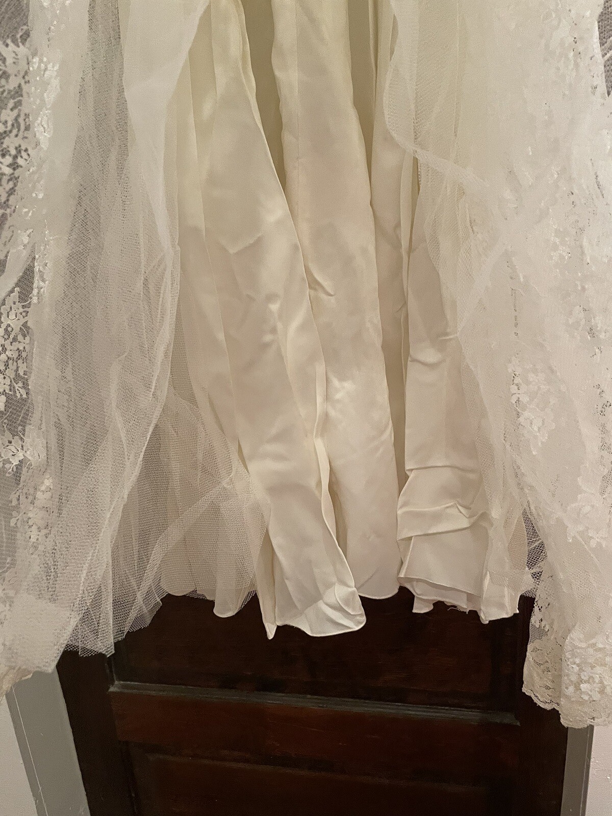 VTG 80s Wedding Dress Lace Tea Length Scalloped Hem Mori Lee MORILEE SZ 10