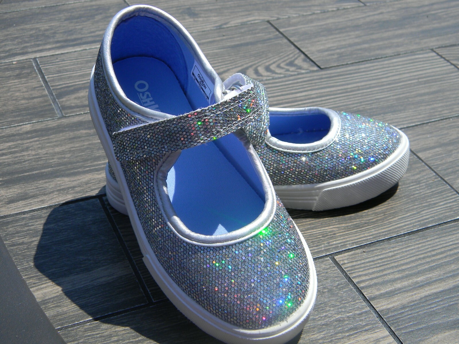 NEW OshKosh Silver / Multicolor Glitter Mary Janes- Girls Size 9