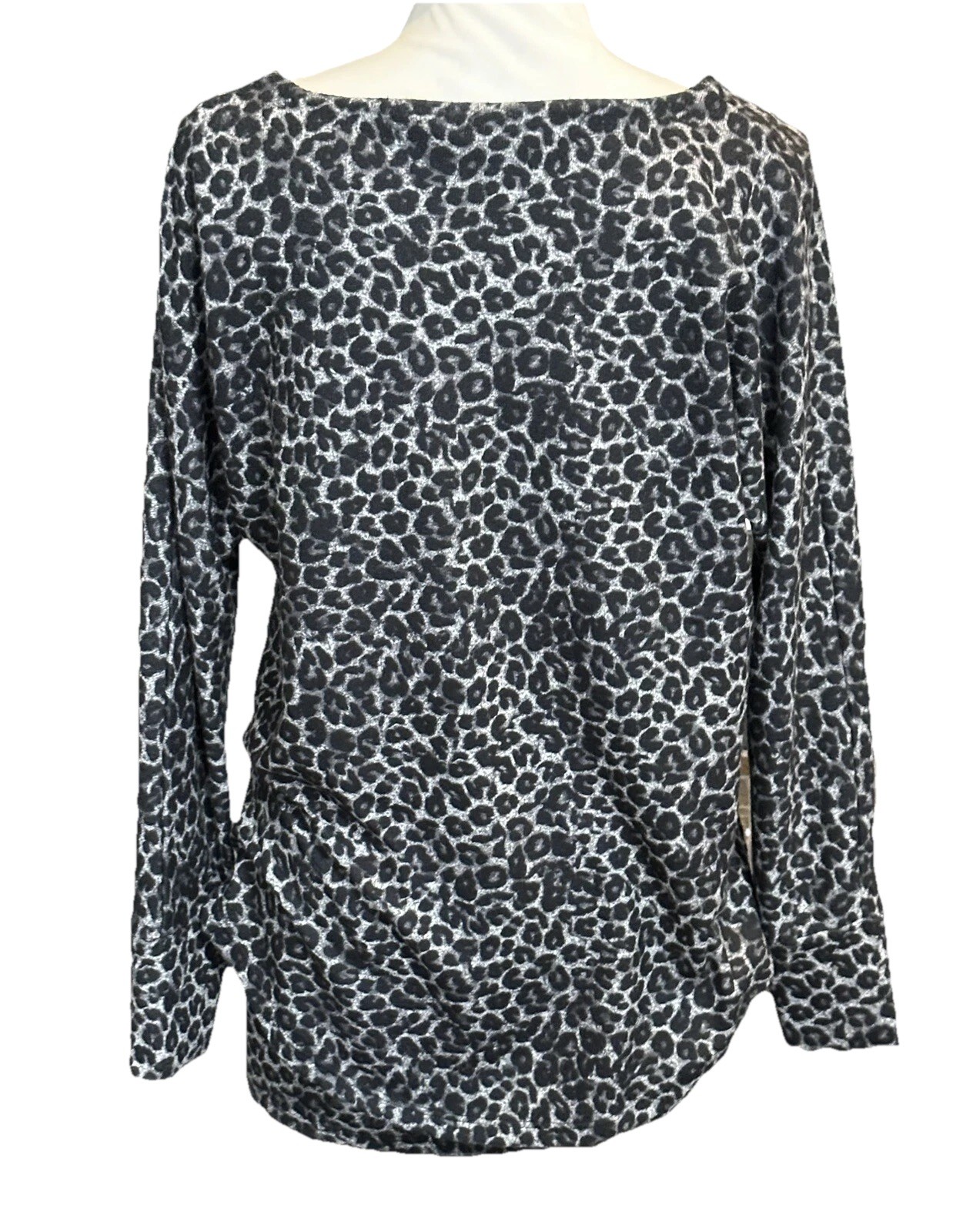 Soft Surroundings Hudson Tunic Top Layered Black Gray Animal Print XS Winter