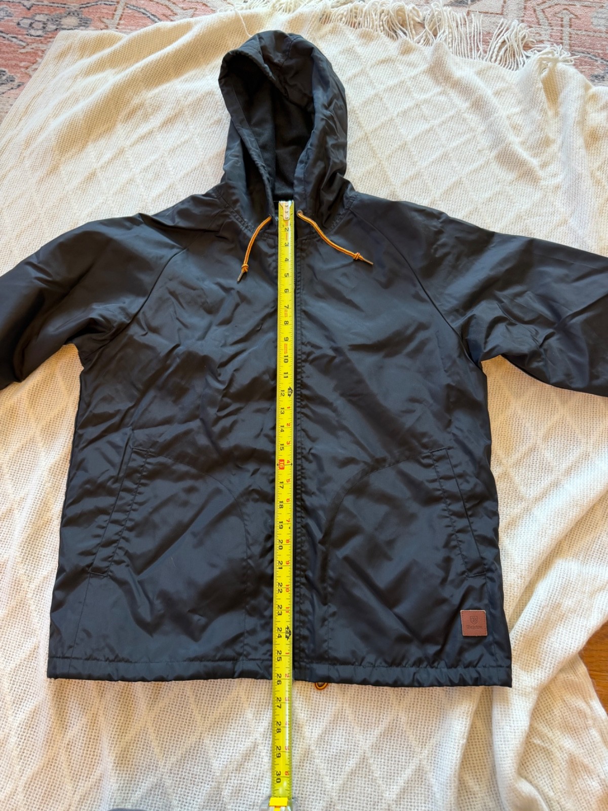 Brixton Men’s Claxton Nylon Windbreaker Jacket Black Hooded Size M