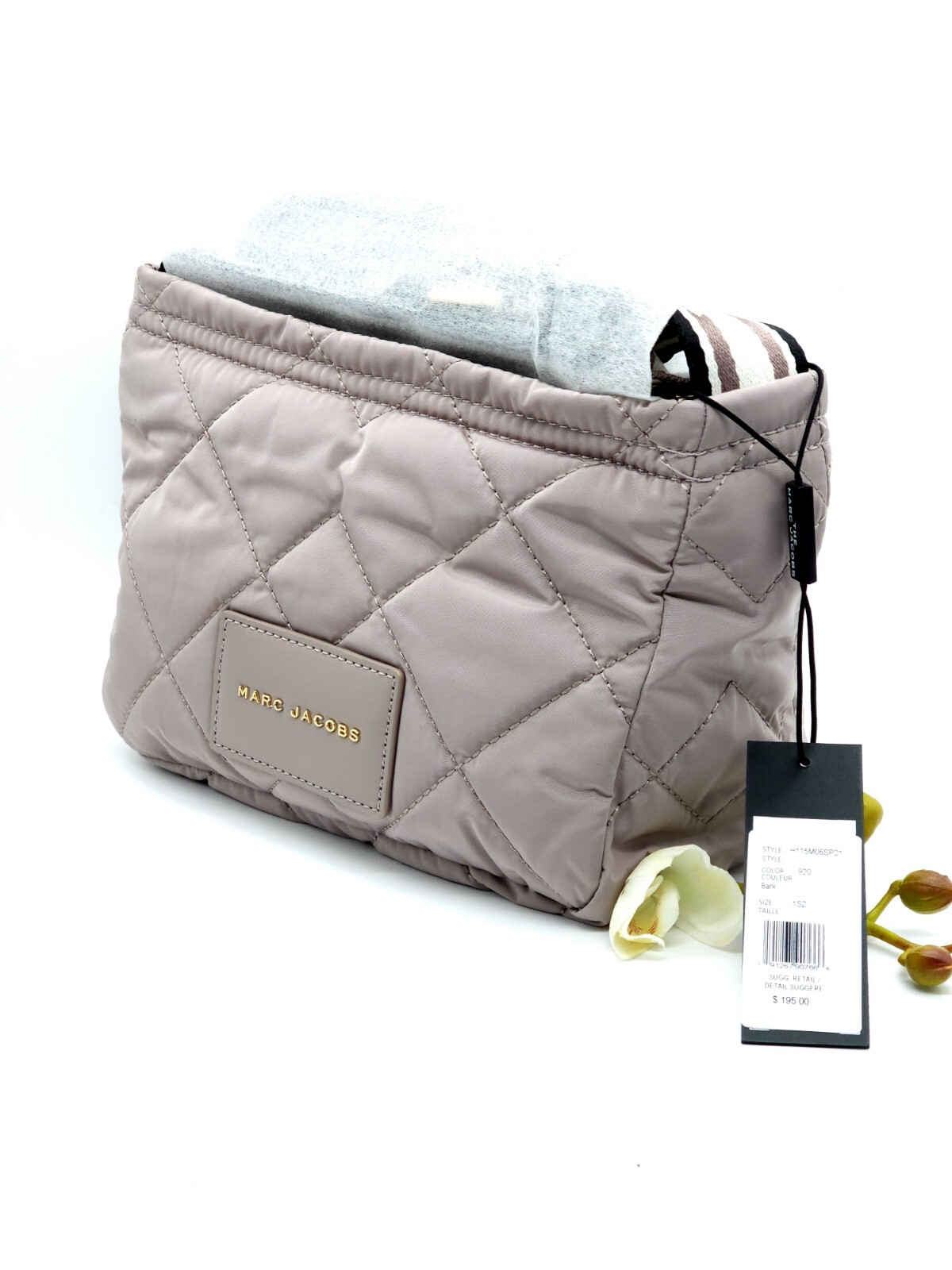 Marc Jacobs Quilted Nylon Messenger Crossbody Bag Bark New GL02304116