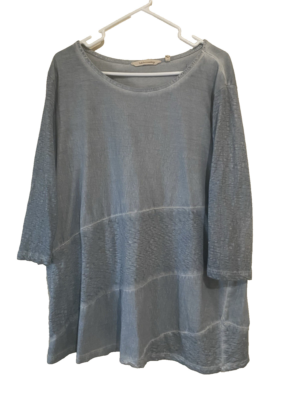 Soft Surroundings Top Womens XL Blue Asymmetric Panel Tunic Lagenlook 2CV34