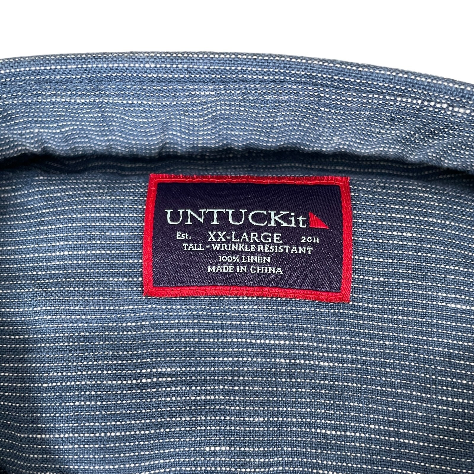 UNTUCKit Canon 100% Linen Button Up Shirt Mens 2XLT Reg Blue Short Sleeve NEW