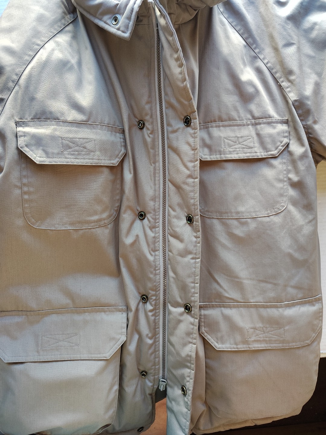 VTG Haggar Men’s Medium Coat Quilted Full Zip Snap Removable Hood EUC