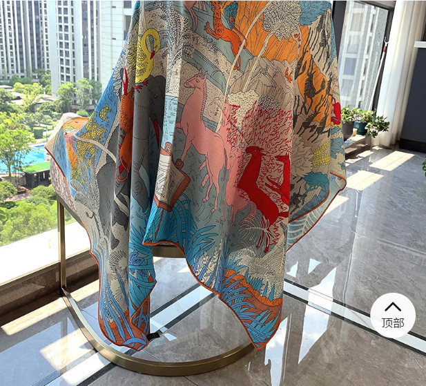 75% cashmere 25% silk ear of wheat double side printed square Wrap shawl 51”