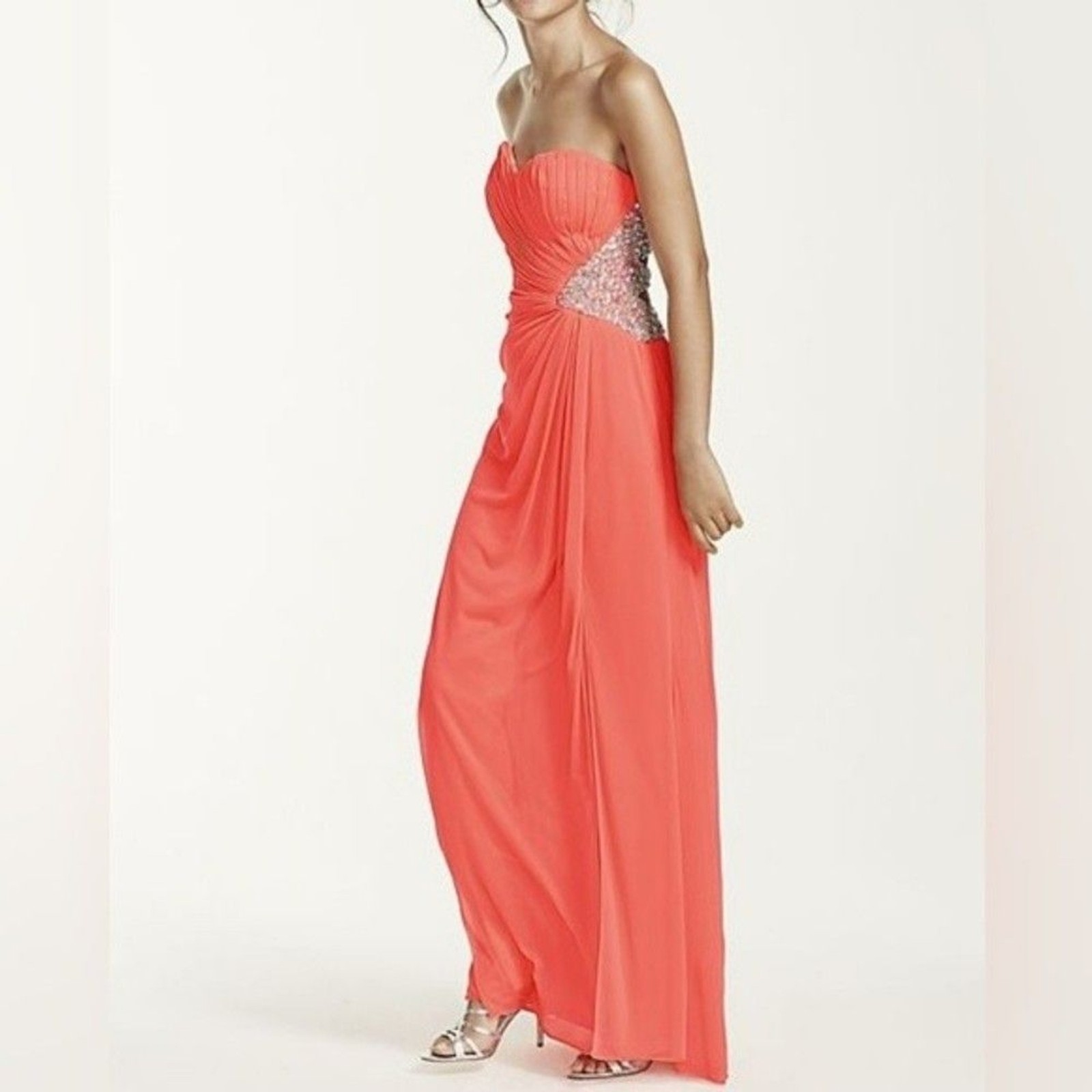Morgan & Co. Coral Strapless Sweetheart Formal Dress