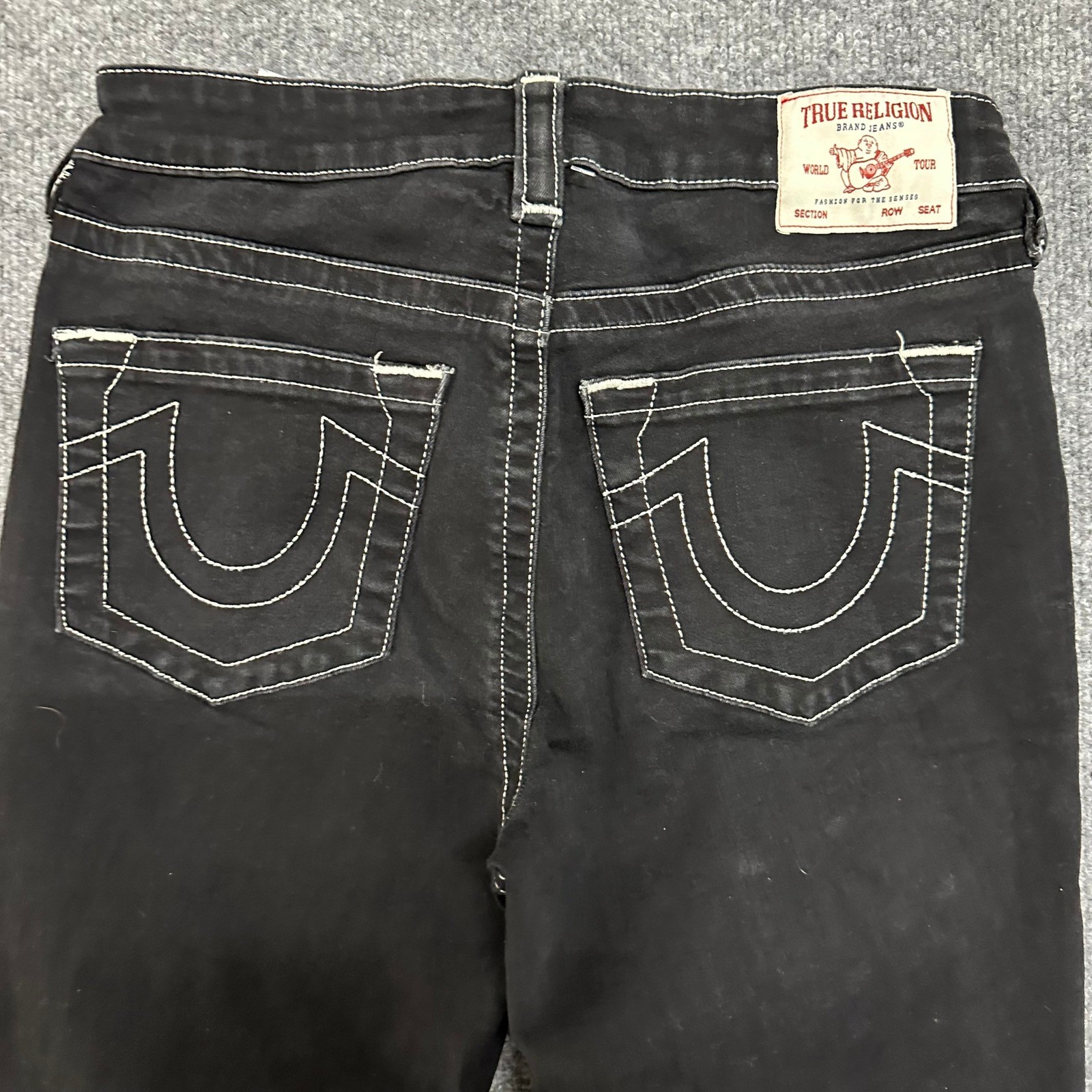 True Religion Jeans Womens Size 31 Black Jennie Curvy Super Skinny Contrast