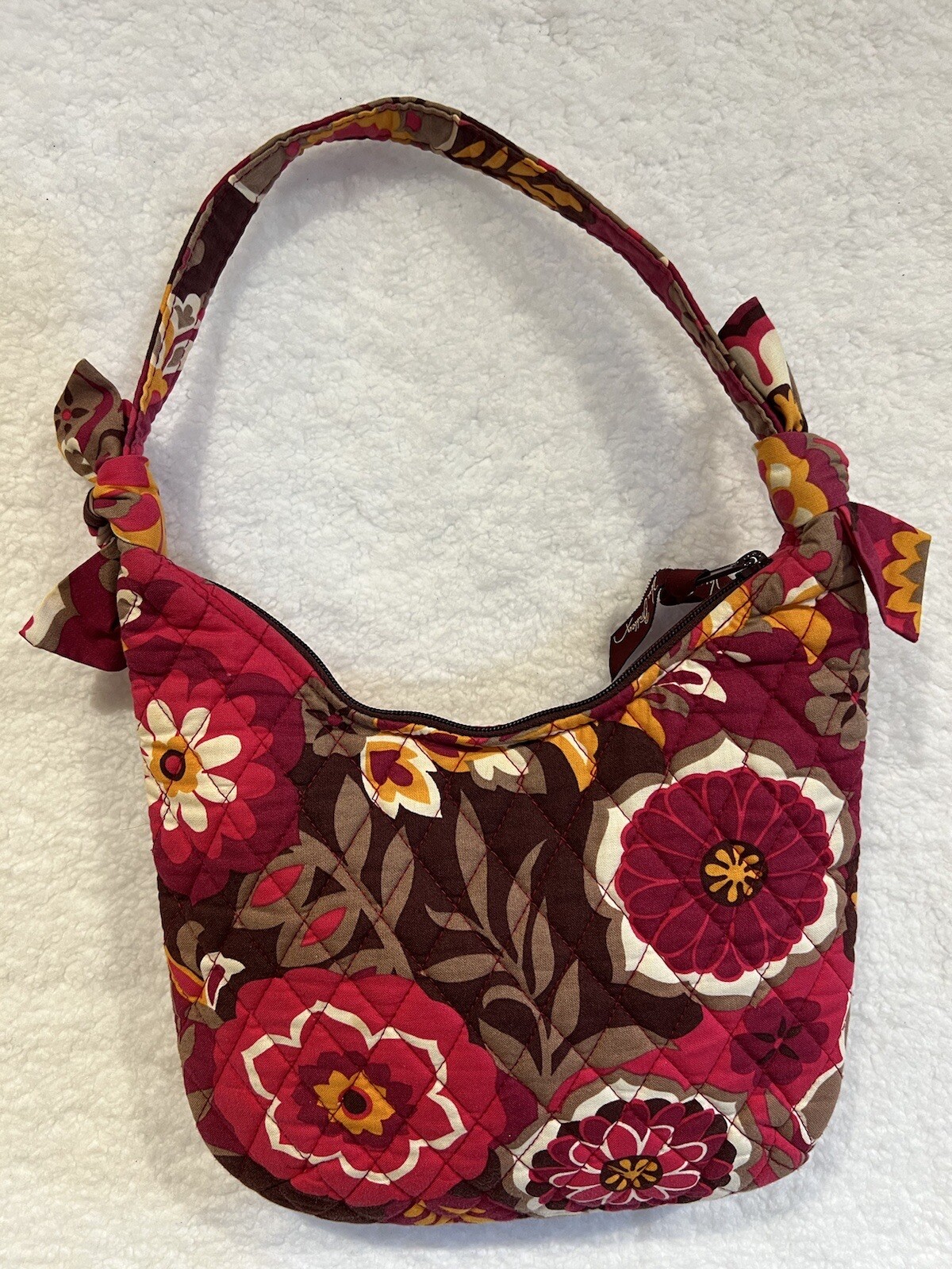 Vera Bradley Fuchsia Orange Tan Over The Shoulder Olivia Carnaby Purse Ret. 2009