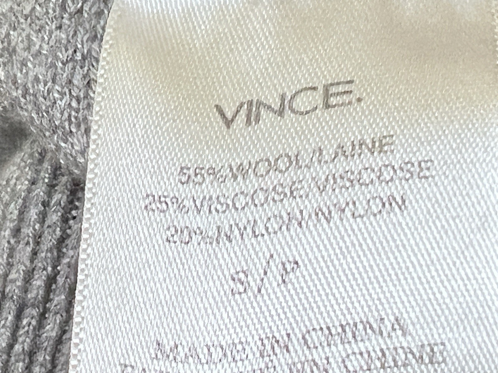 VINCE Men’s Gray Wool/Viscose Hooded Sweatshirt – Small