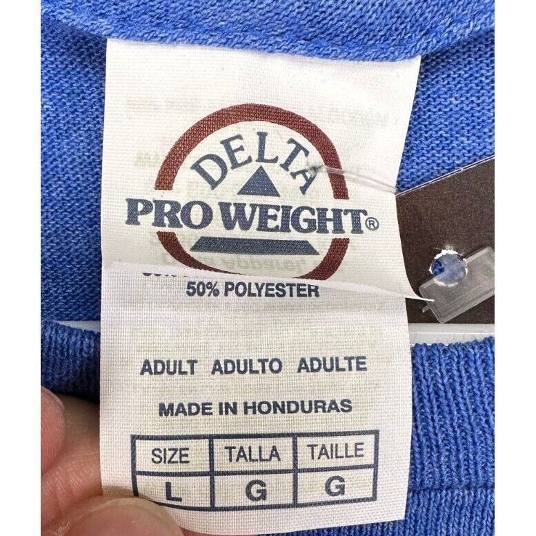 Delta Pro Weight T-Shirt Unisex Adult Large Blue Crew Neck Long Sleeve Tee NEW