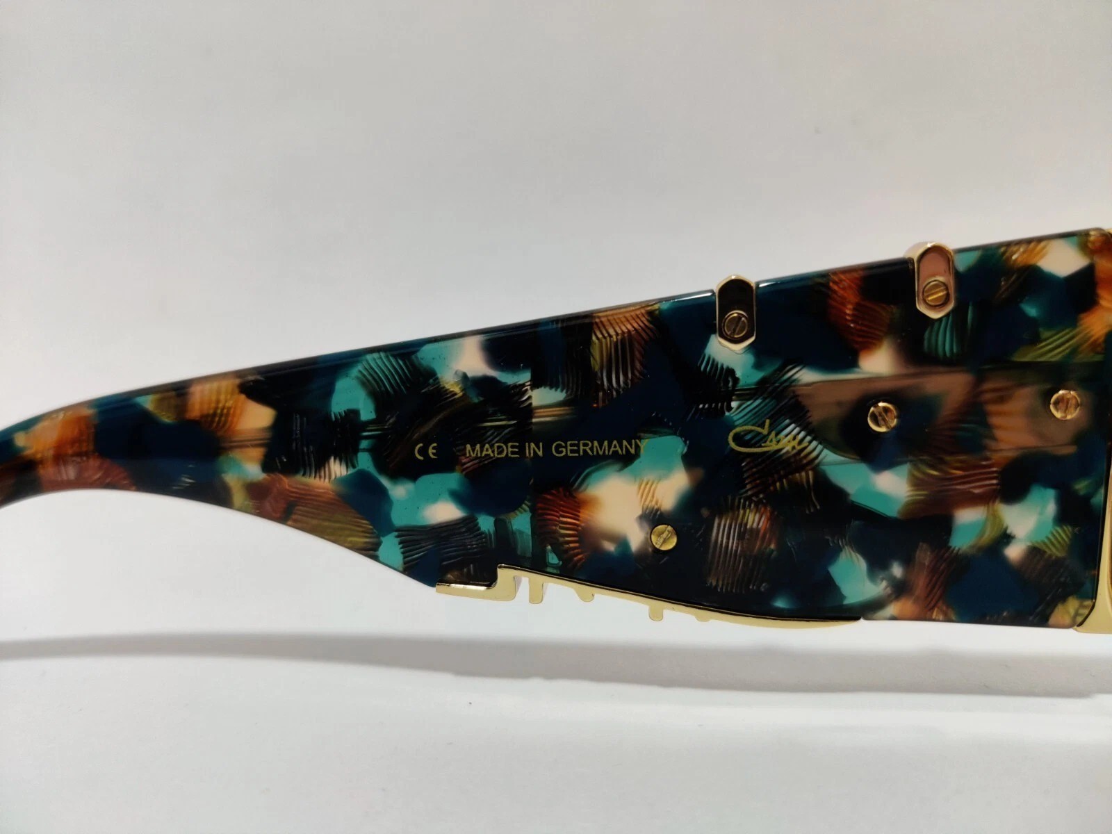 Cazal Modern Blue Tortoise ＆Gold Unisex Sunglasses with Blue Tinted Frame Md004