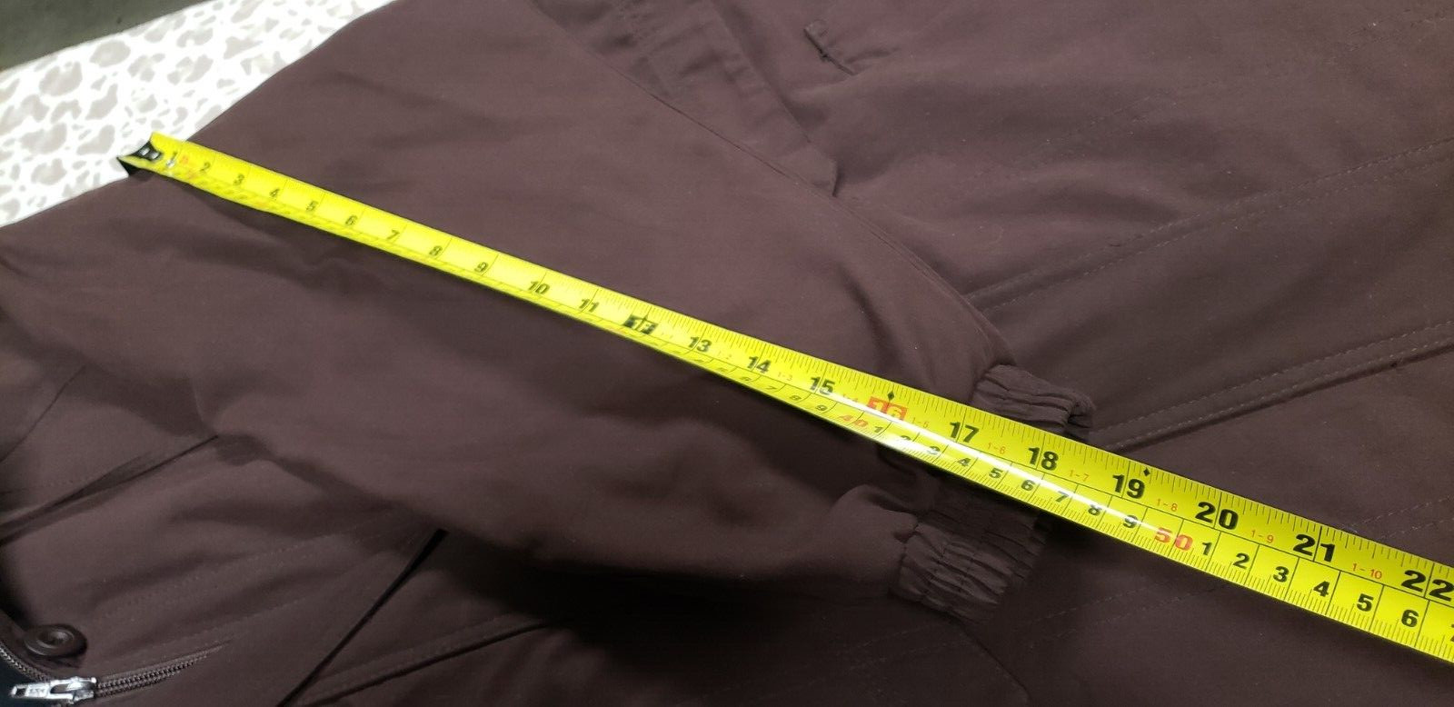 Cyclone/Utex Chocolate Brown Mid-length Rain Jacket W/ Black Turn Down Collar M