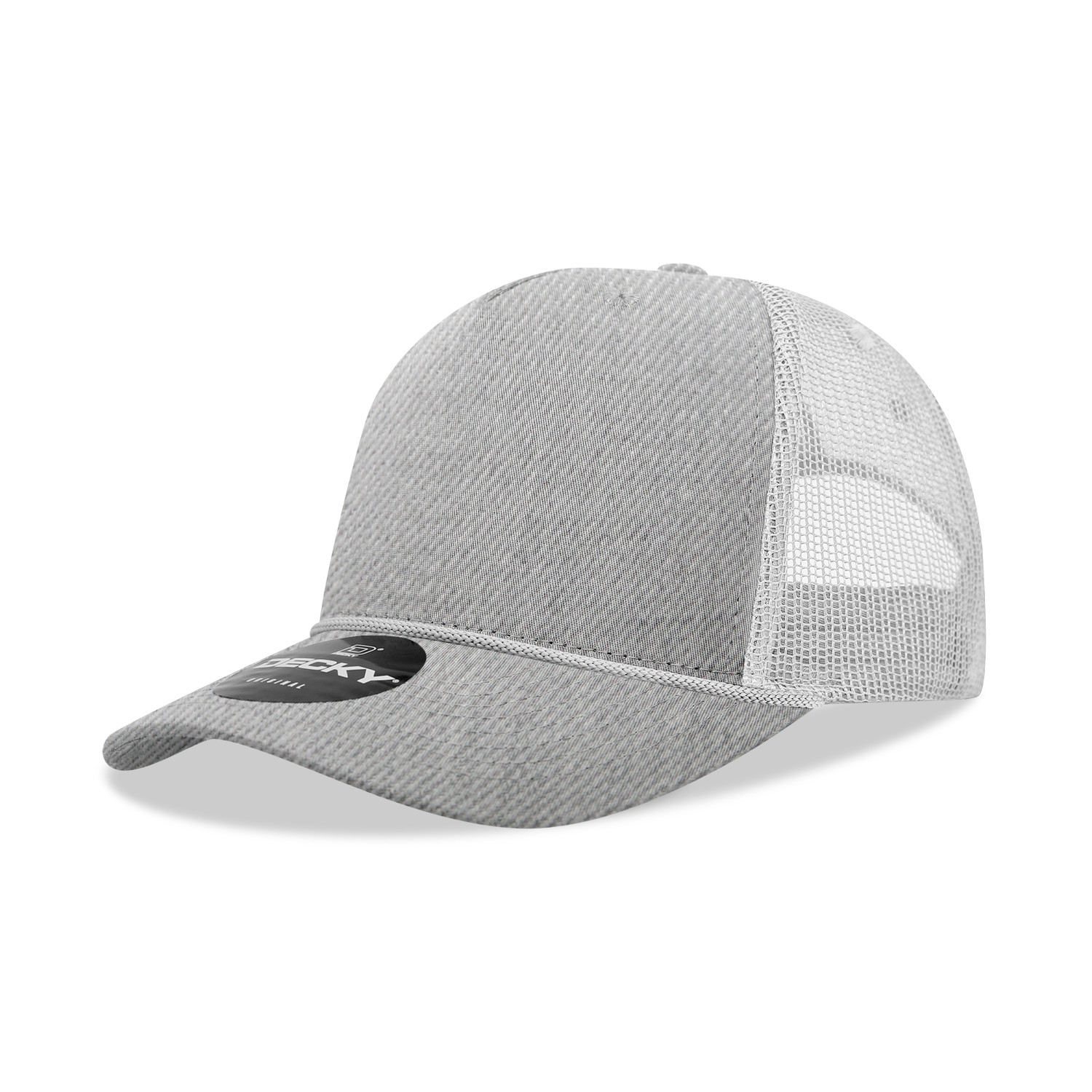 Decky Unisex 5 Panel Mid Profile Cotton/Poly Blend Trucker Cap w/Rope – 6040
