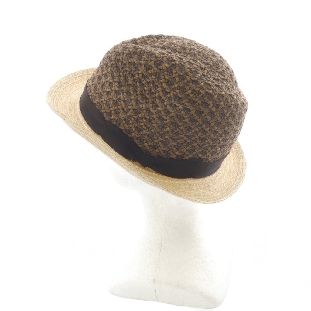 Day Strows Beige Brown Cotton Straw Hat Women 56cm (22in) AB Condition