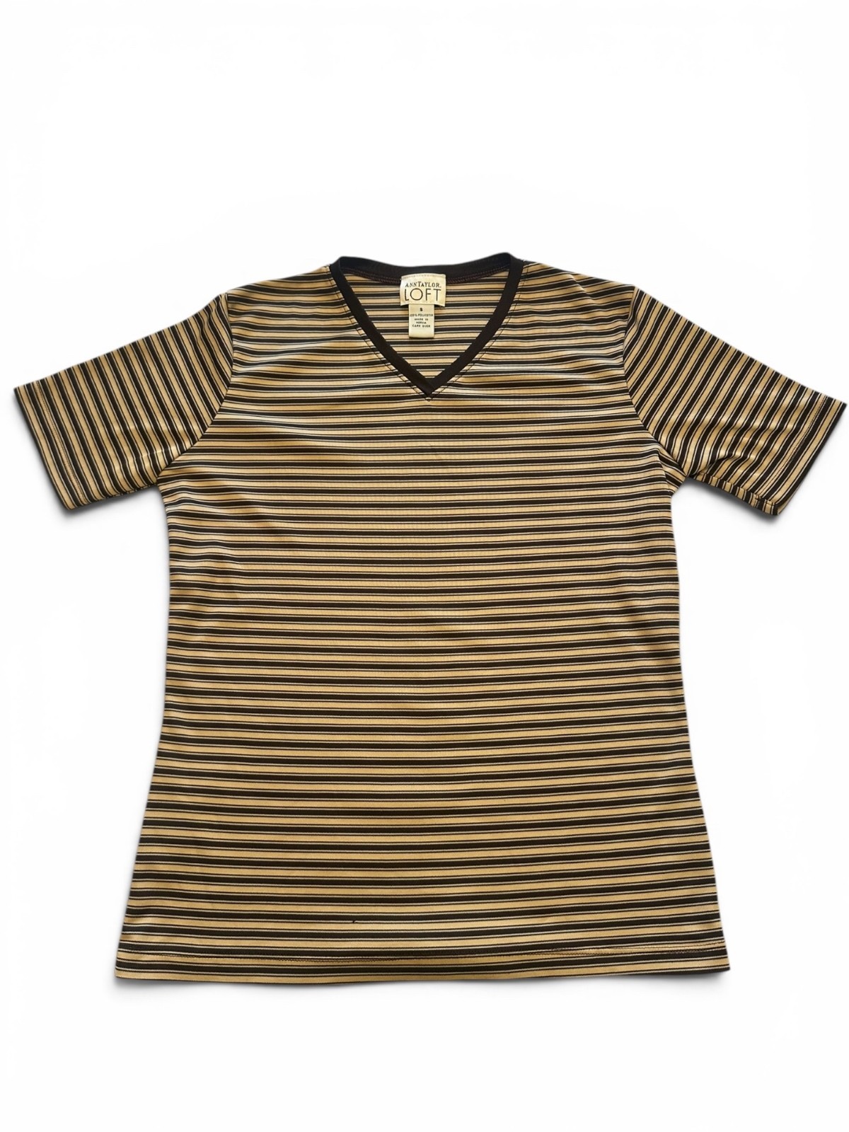 Y2K Mustard & Black Striped Top
