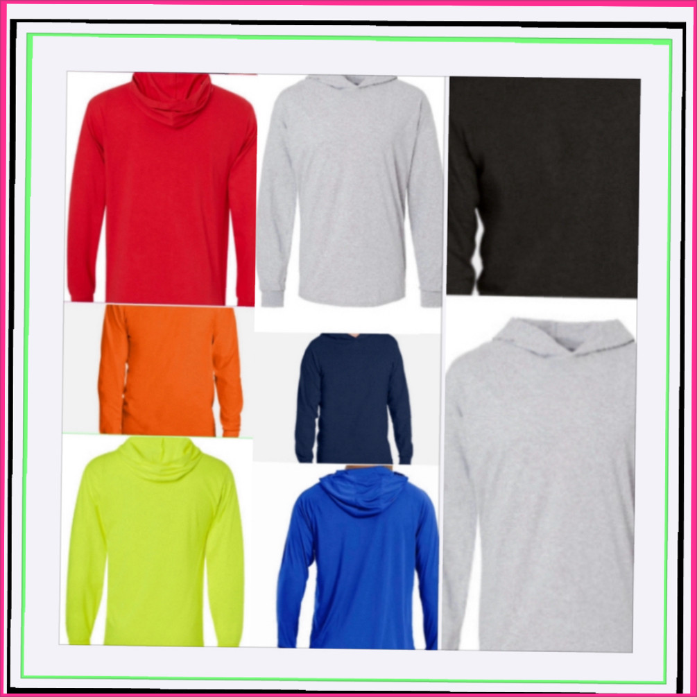 MEN HOODED T SHIRT LIGHT WEIGHT OUT DOOR WORK HOODIE LONG SLEEVE ACTIVE T-SHIRT