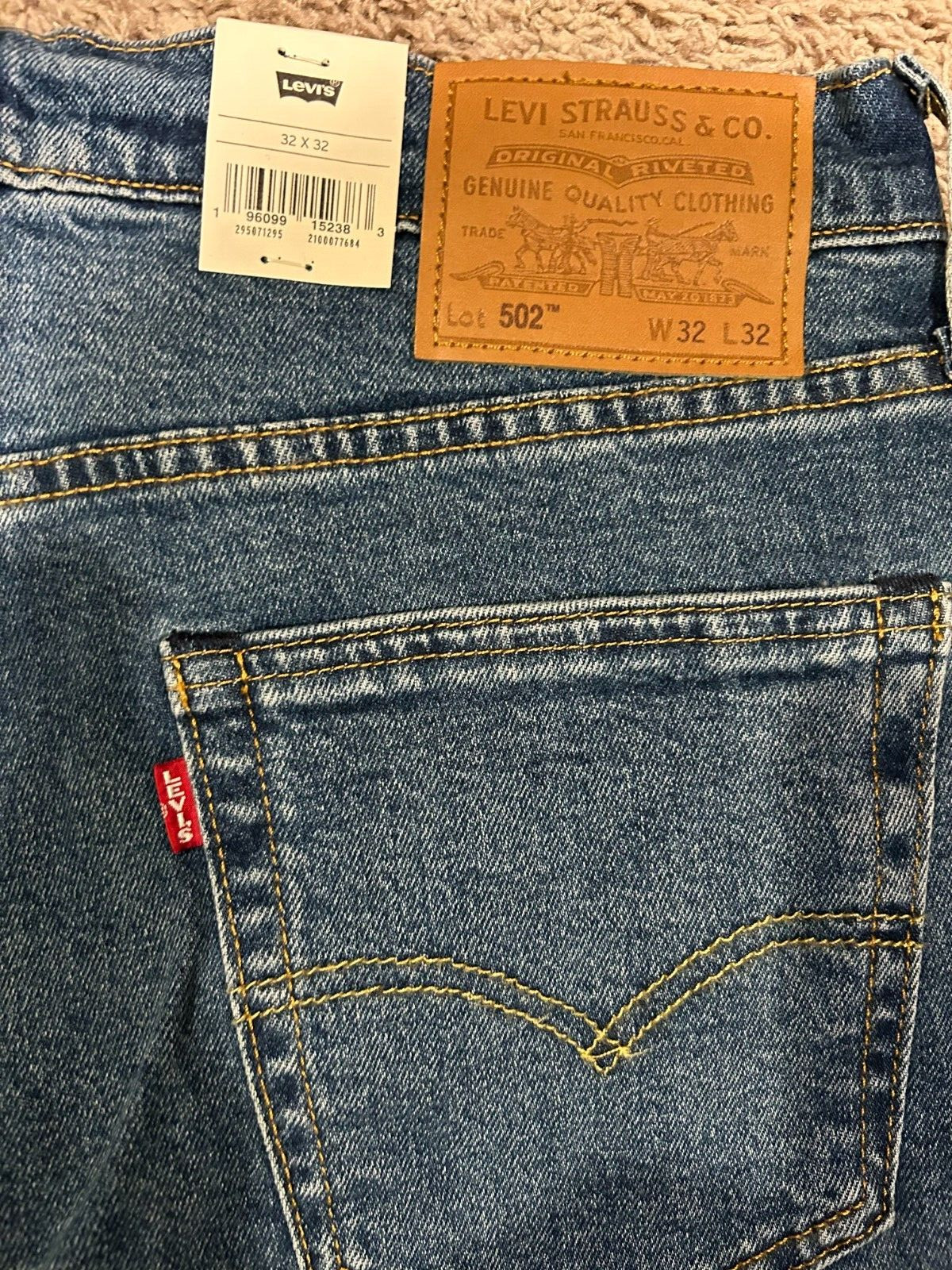Levi’s Premium 502 Regular Taper Fit Selvedge Jeans WStretch Sizes RT$128 1295