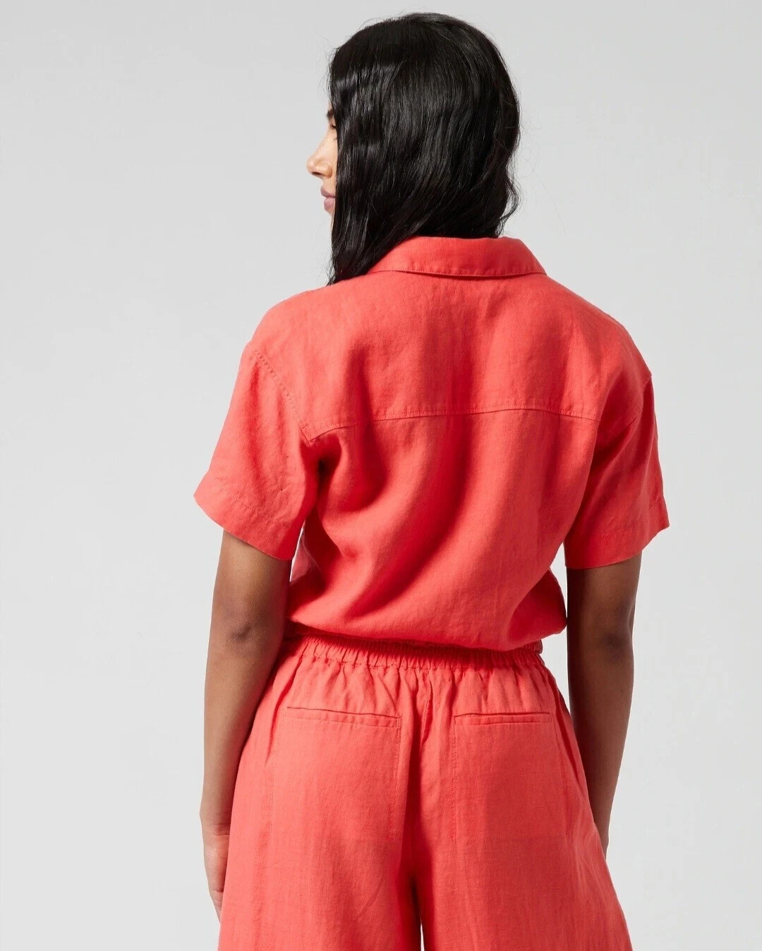 Athleta Playa Linen Short Sleeve Wrap Tie Top-Coral-XXS-NWOT