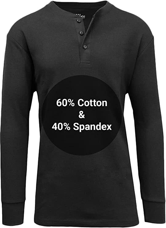Men’s Long Sleeve 3 Button Henley Waffle Knit Thermal Undershirt Tee Free Ship