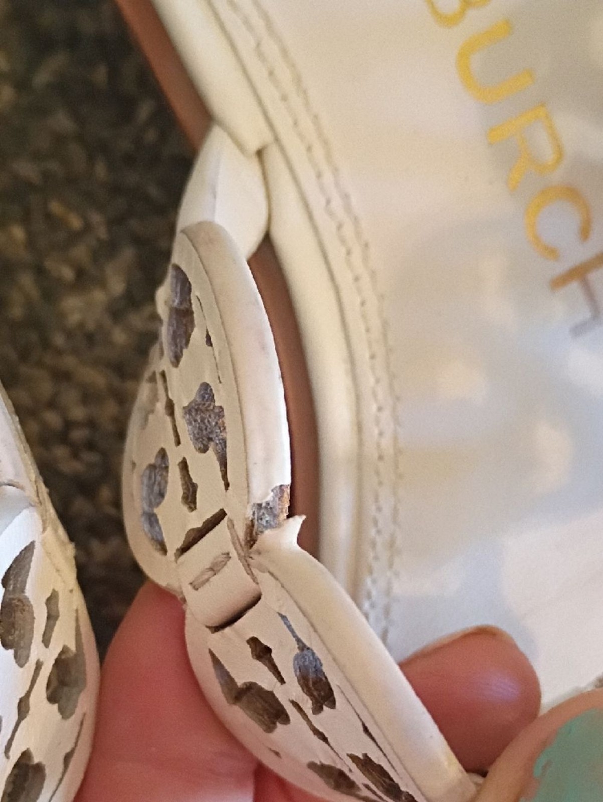 Tory Burch White Leather Miller Thong Sandals with Gold Logo Size 6.5