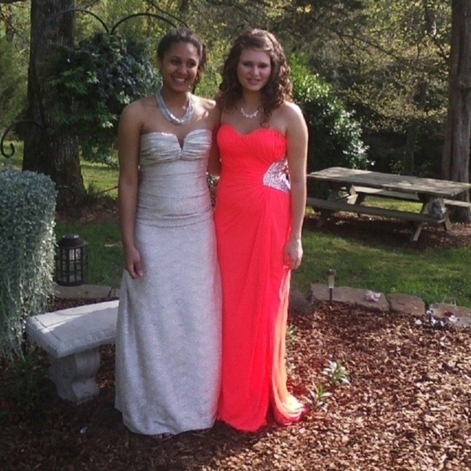 Morgan & Co. Coral Strapless Sweetheart Formal Dress
