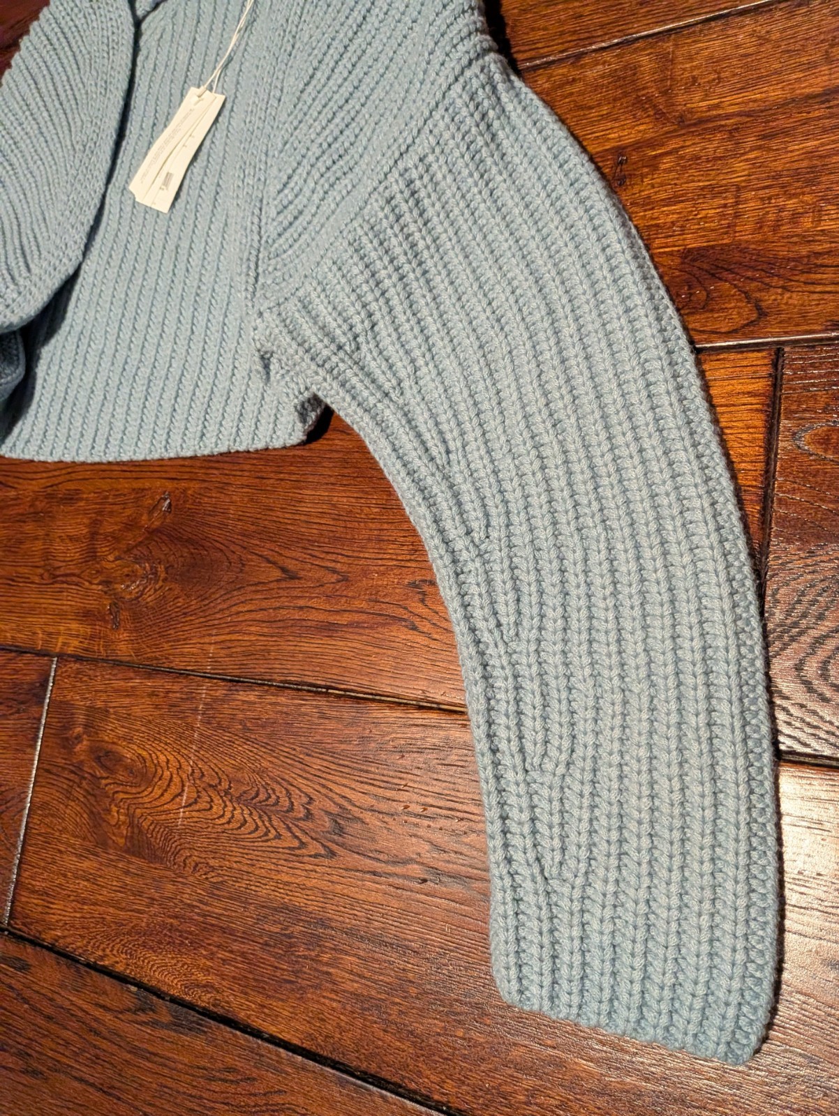 VINCE Lofty Rib Bolero Shrug Cardigan in Pale Blue Wool Cashmere Crop M/L – NWT