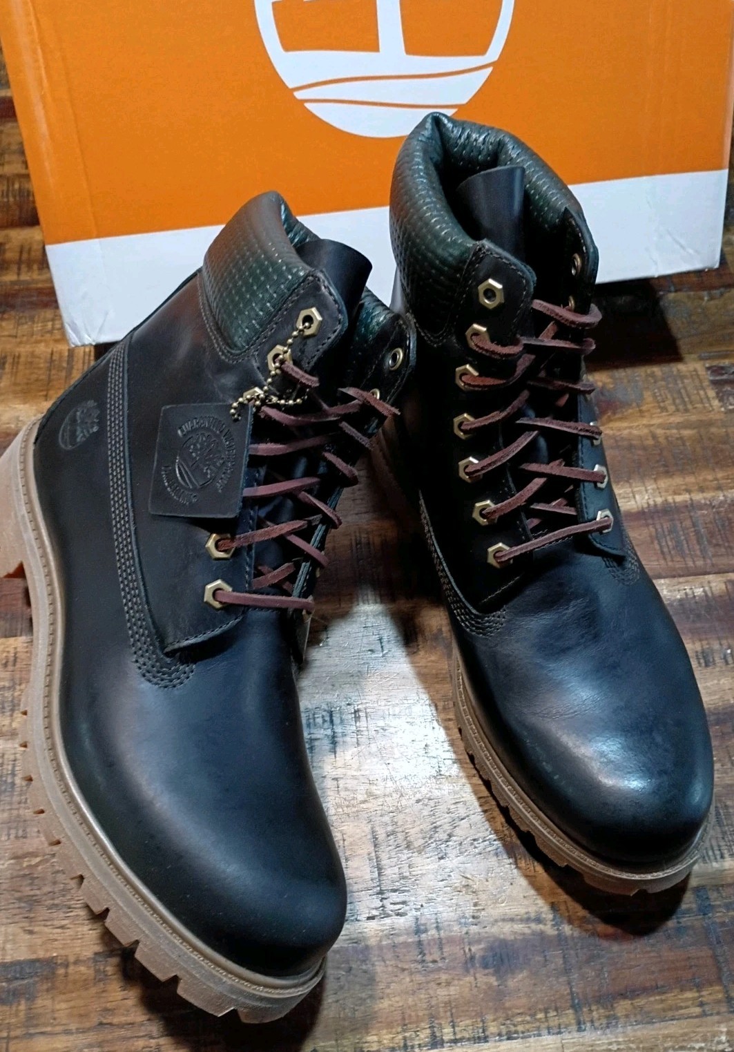 Mens Timberland Premium 6 Waterproof BOOTS Dk. GREEN FULL GRAIN LEATHER Sz 8.5