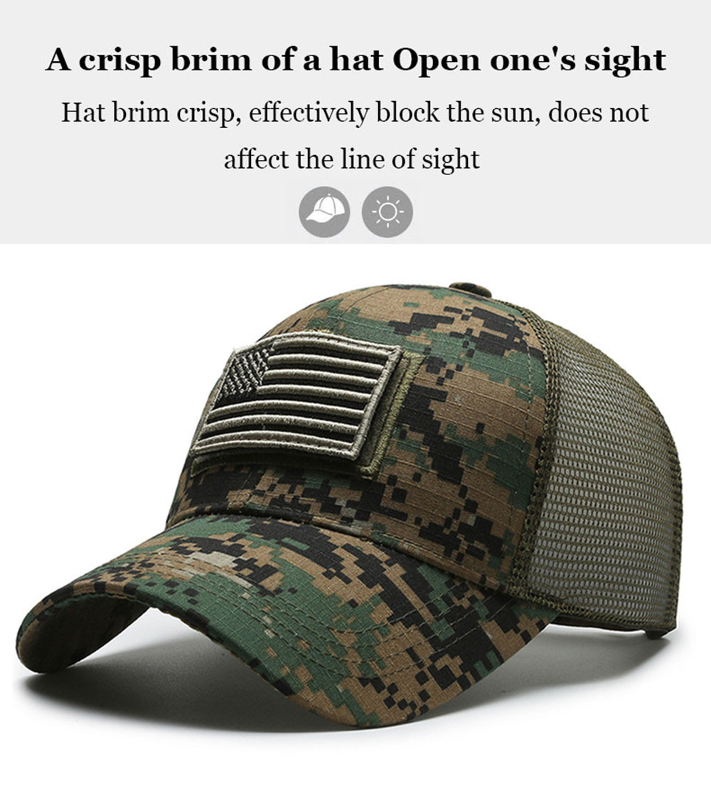 USA Flag Baseball Cap American Men Hat Detachable Patch Mesh Tactical Army Caps