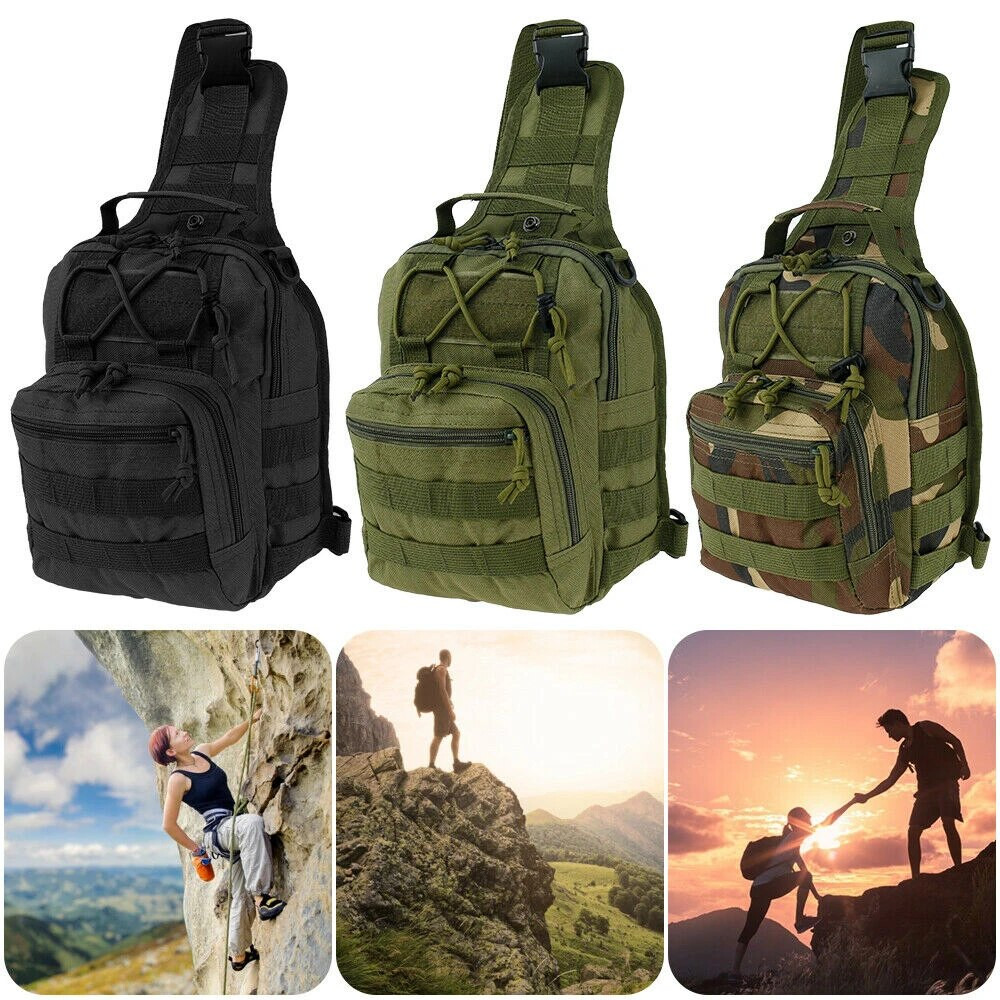 Outdoor Hiking Tactical Sling Backpack Men’s Molle Travel Chest Shoulder Bag