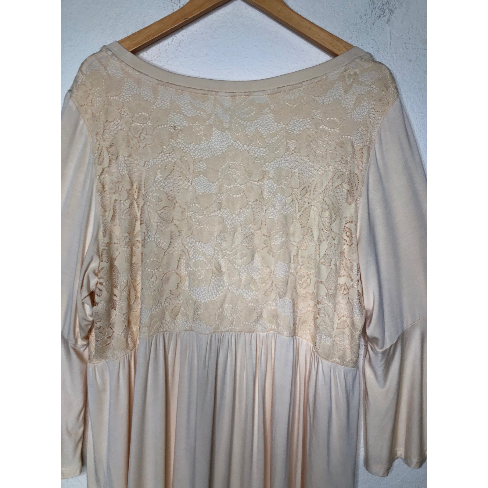 Torrid Super Soft Knits Babydoll Knit V-Neck Lace Flare Sleeve Top 3X Romantic